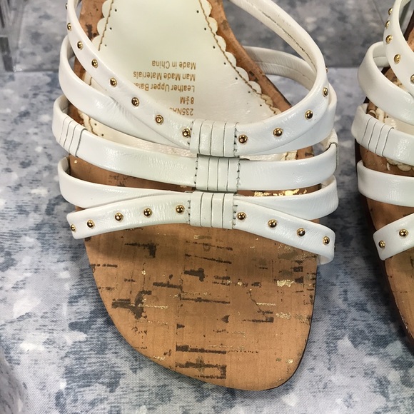 Naturalizer Sana White Banded 2.5” Cork Heels Women’s 8.5M narrow comfortable - Picture 3 of 12